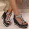 Rhinestone Butterfly Platform Wedges Slip On Sandals 1