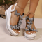 Rhinestone Butterfly Platform Wedges Slip On Sandals 2