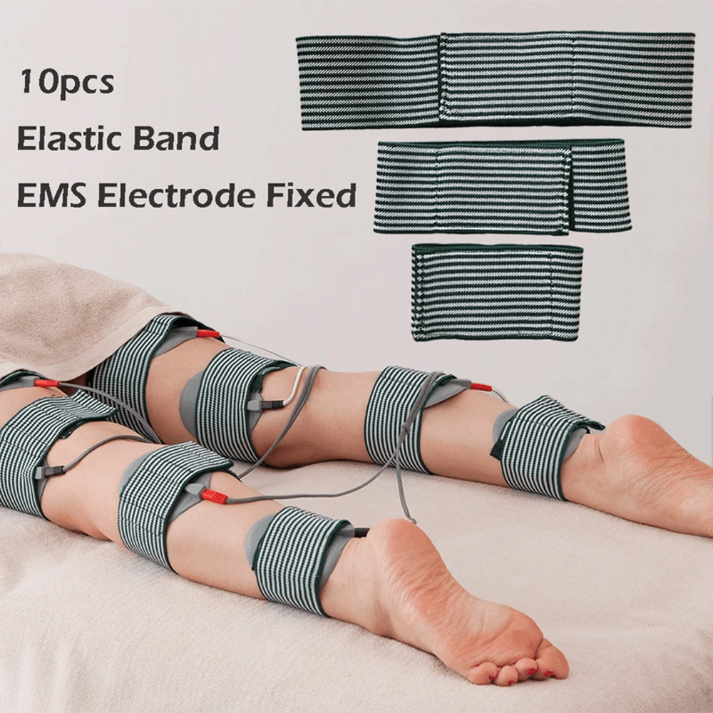 Microcurrent Conductive Silicone Electrode Pads With Adjustable Elastic Bands For EMS Strap Use 0