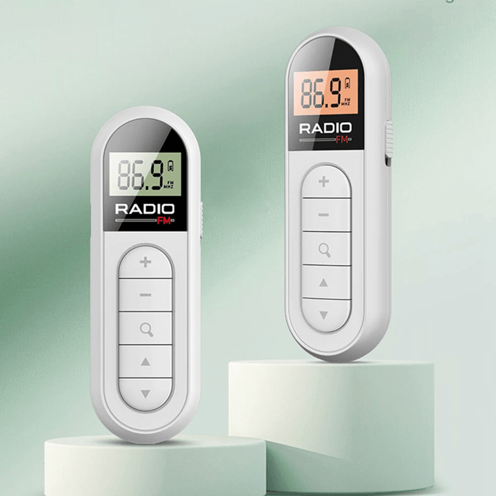 Mini Pocket Clip FM Radio With LCD Backlight Display And 35mm Headphone Jack 0