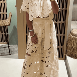 elegant lapel shirt and wide leg pants twopiece suit for women