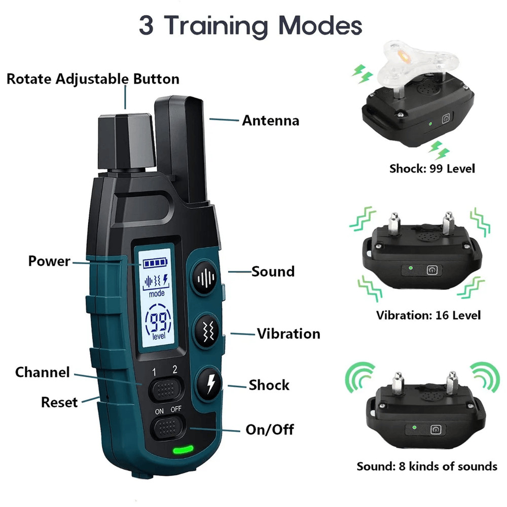 1000M Waterproof Training Collar For 2 Dogs With Shock Vibration And Beep Modes 4