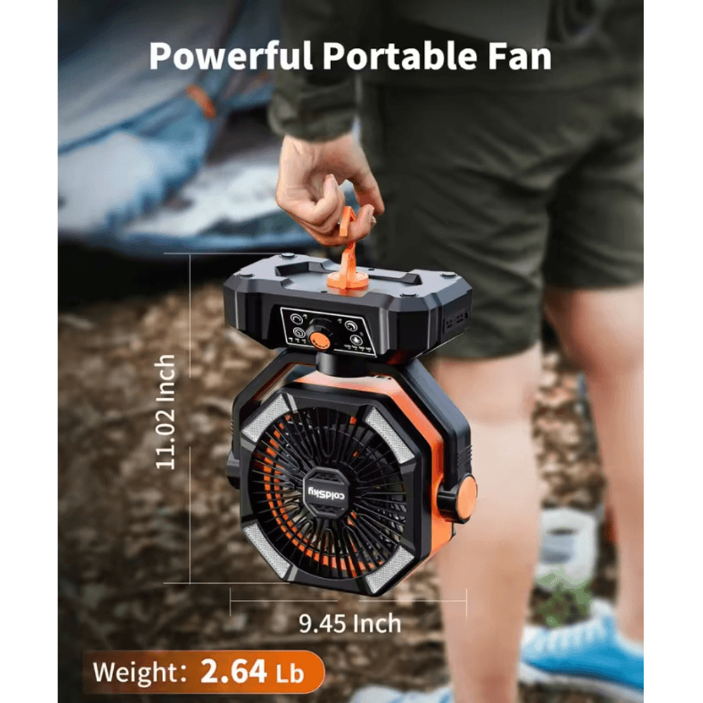 ColdSky 20000mAh Portable Camping Fan With LED Lantern And Power Bank 2