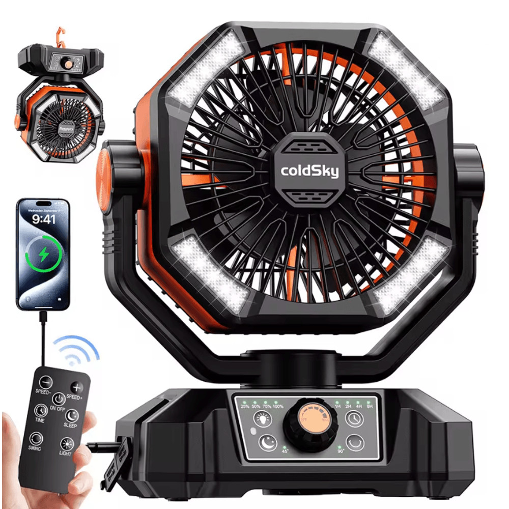 ColdSky 20000mAh Portable Camping Fan With LED Lantern And Power Bank 5