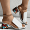 Women Crystal Square Heel Open Toe Beach Fashion Sandals 2