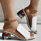 Women Crystal Square Heel Open Toe Beach Fashion Sandals 2