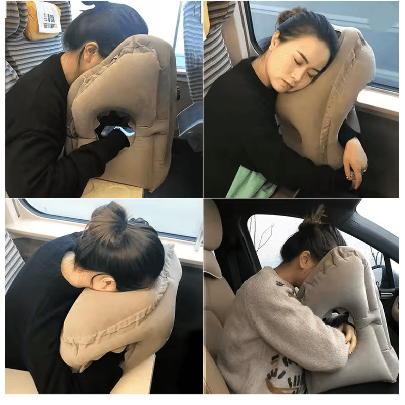 Inflatable Chin Support Travel Pillow Air Cushion For Neck And Headrest 1