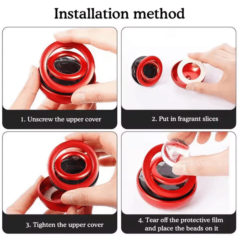 Solar Car Aromatherapy Ornament With Rotating Crystal Ball Diffuser 2