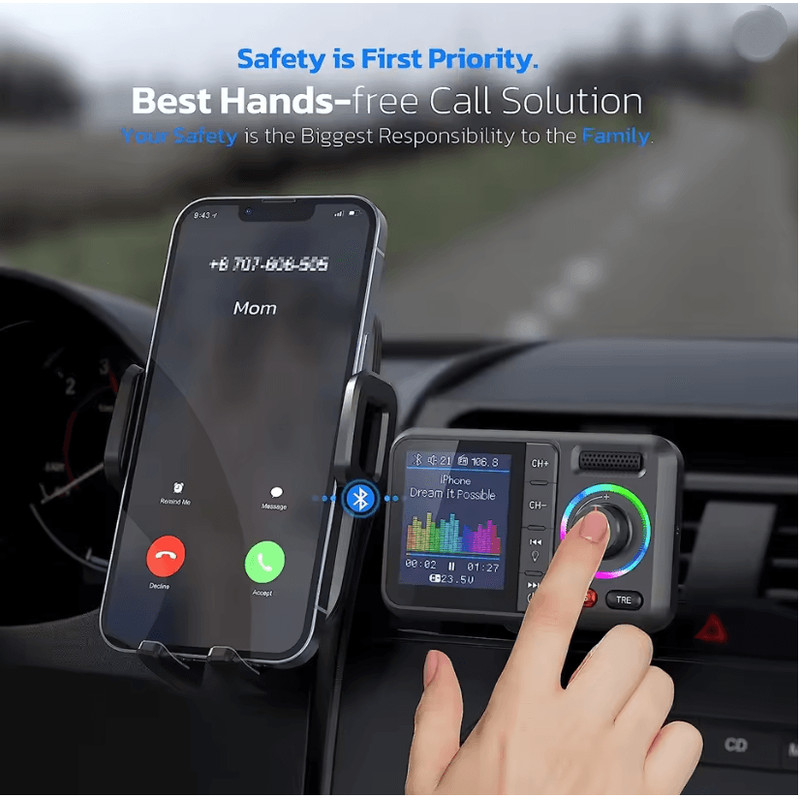 ColorView Dual USB QC30 Wireless FM Transmitter With Screen 1