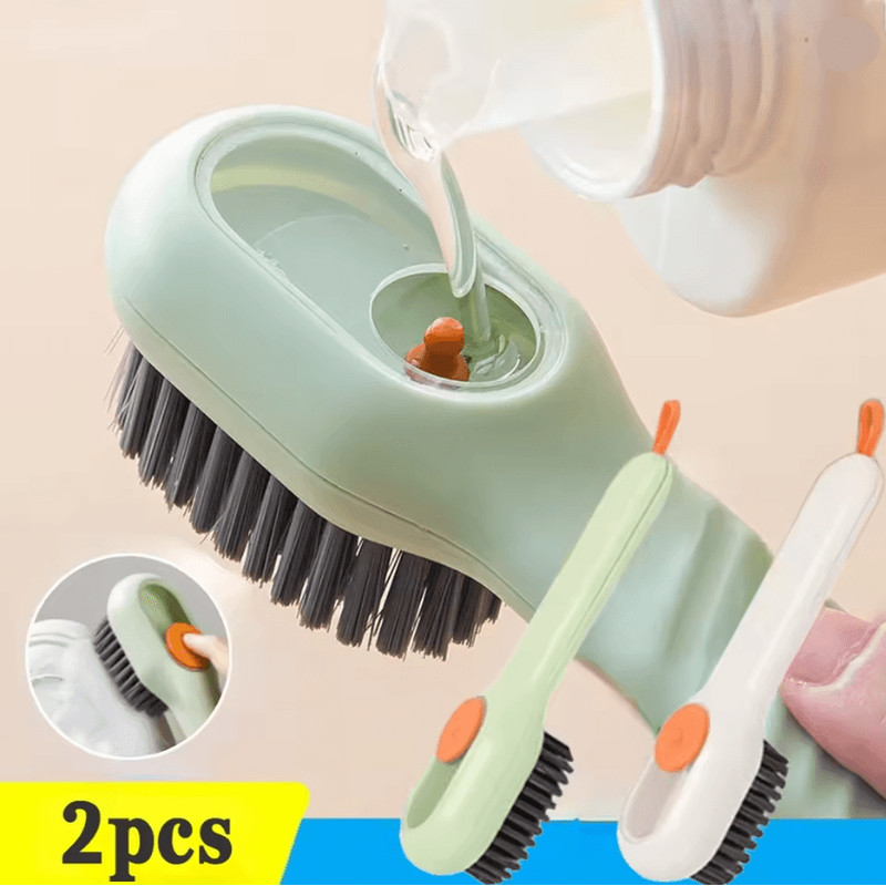 Multifunction Liquid Shoe Cleaning Brush With Long Handle And Soap Dispenser 0