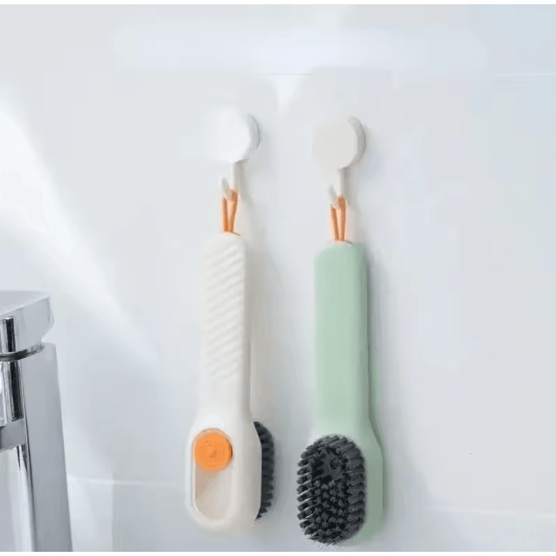 Multifunction Liquid Shoe Cleaning Brush With Long Handle And Soap Dispenser 1