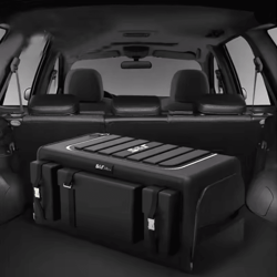large 70l foldable car trunk storage box with lid and divider