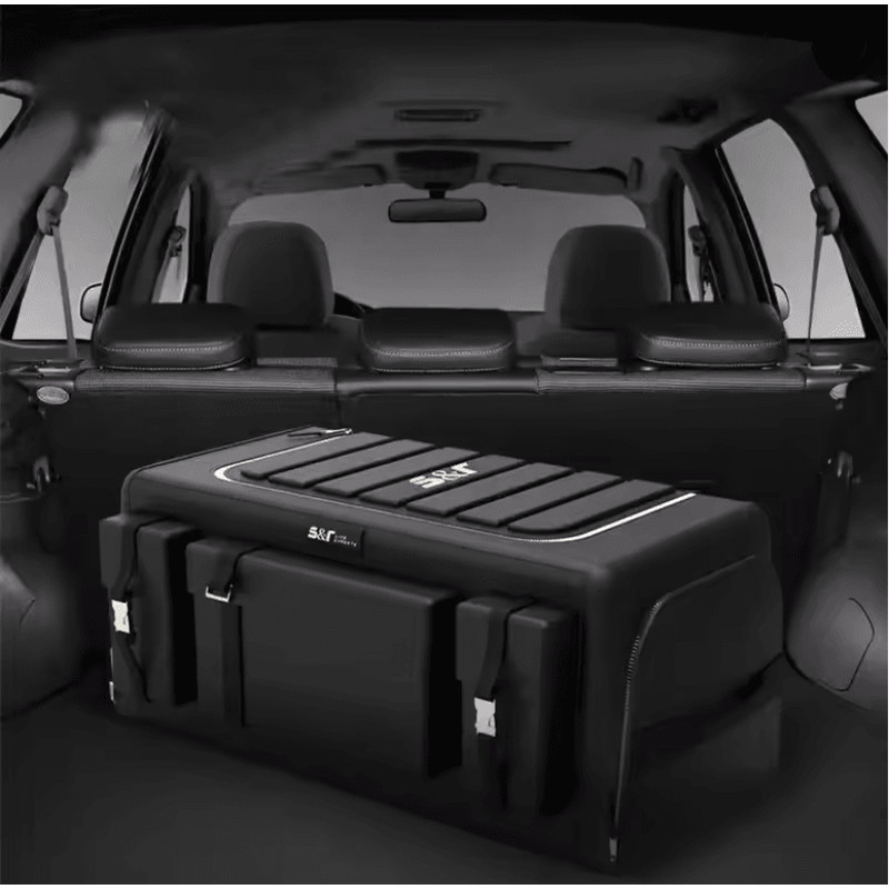 Large 70L Foldable Car Trunk Storage Box With Lid And Divider 0