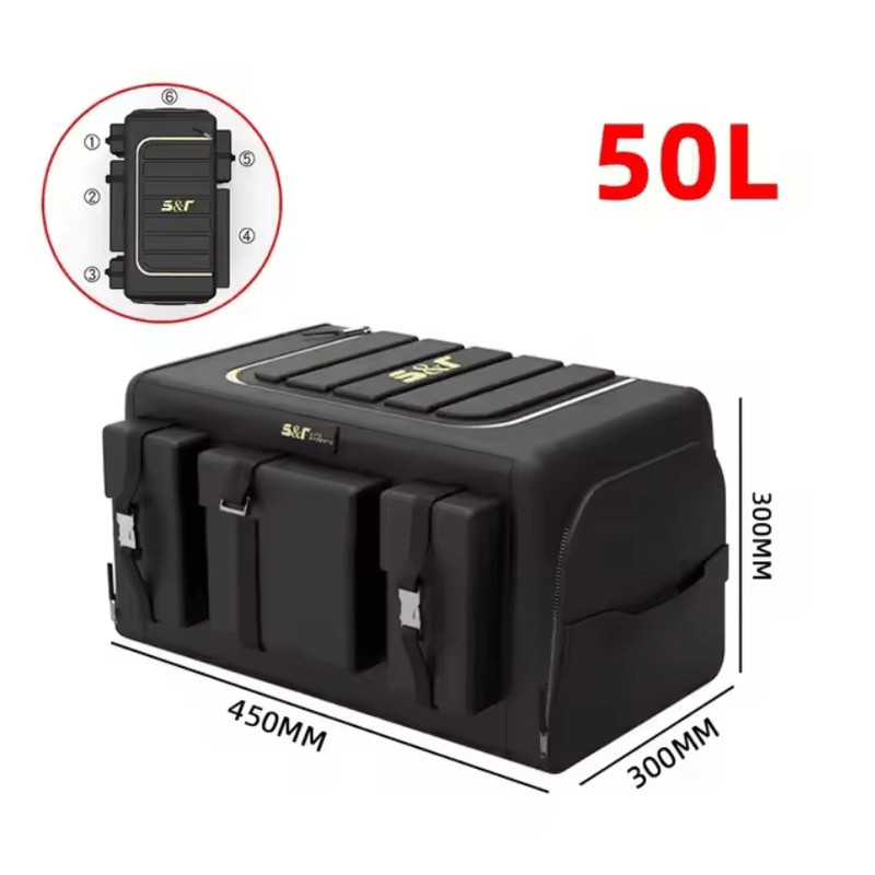Large 70L Foldable Car Trunk Storage Box With Lid And Divider 4