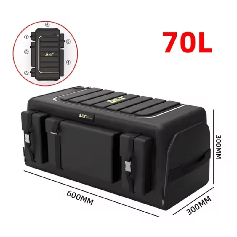 Large 70L Foldable Car Trunk Storage Box With Lid And Divider 5