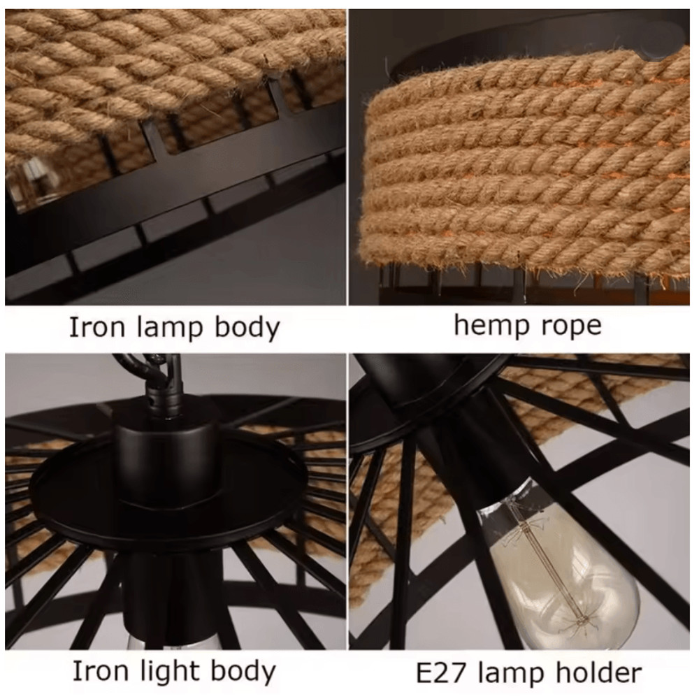 Nordic Vintage Twine Chandelier Adjustable Overhead Lighting For Kitchen Dining Room 2