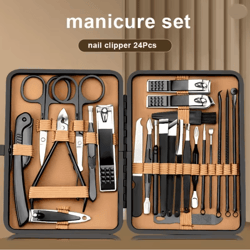stainless steel manicure pedicure set 18 piece with pu leather case