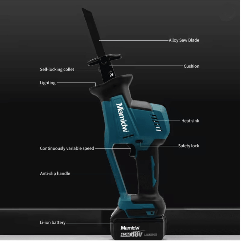 Cordless Brushless Reciprocating Saw For Wood And Metal Cutting Compatible With Makita 18V Battery 2