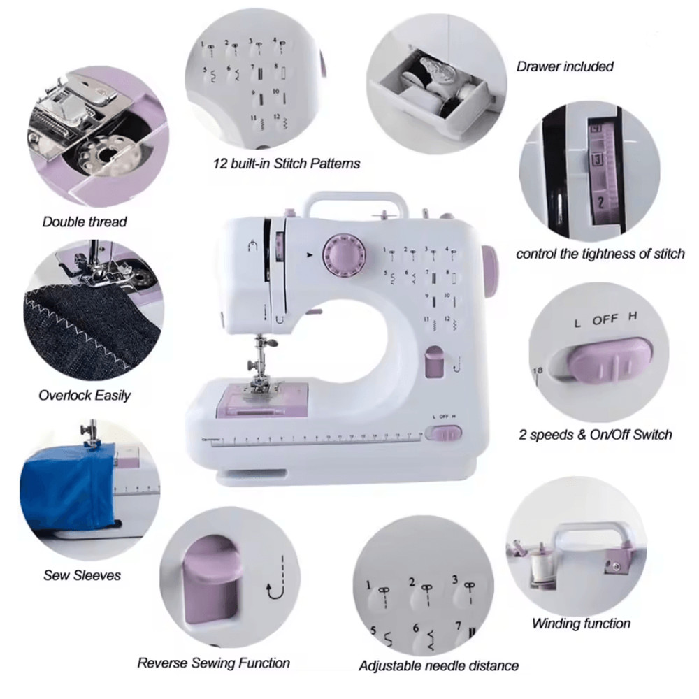 Multi Function Household Sewing Machine With Presser Foot Set And Lock Edge Feature 1