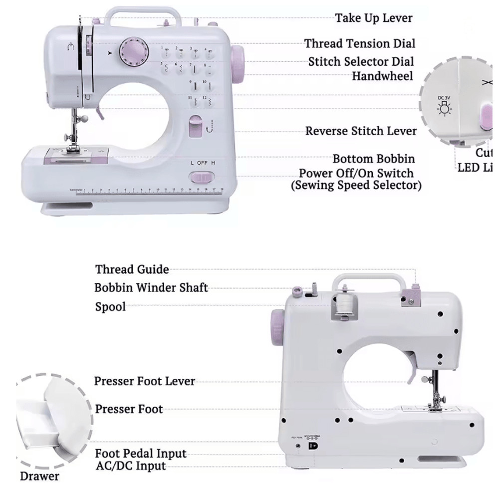 Multi Function Household Sewing Machine With Presser Foot Set And Lock Edge Feature 2