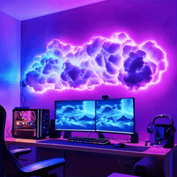 smart cloud night lamp with music sync for bedroom and gaming decor