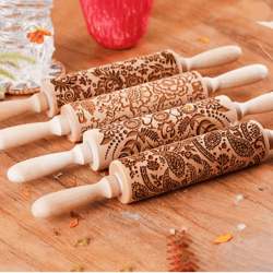 sunflower pattern embossed rolling pin for cookie dough and pastry design