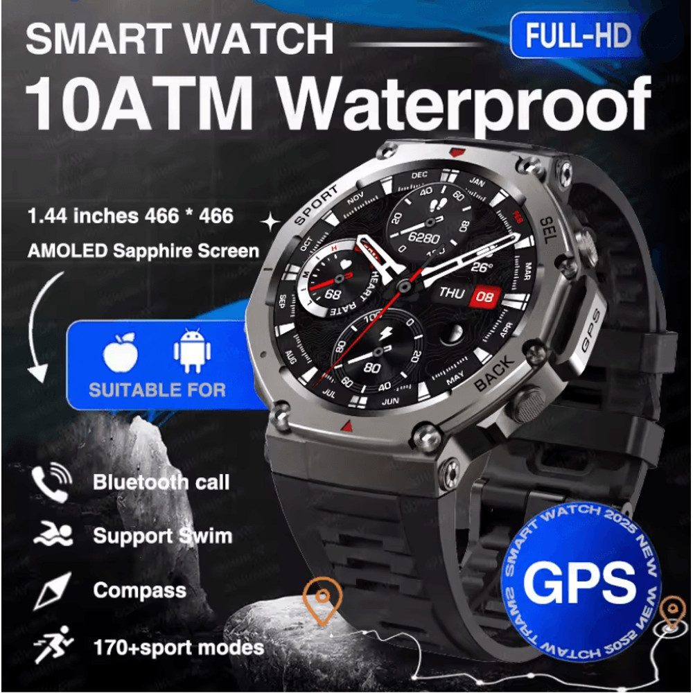 Military Grade Smart Watch With Bluetooth Calling GPS And 10ATM Waterproof Protection 3