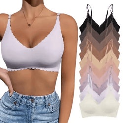 seamless ice silk wirefree bra with wavy edge and light padded comfort