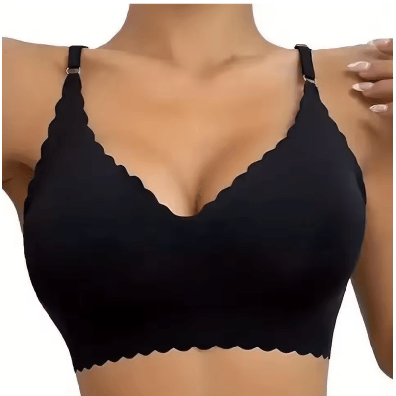 Seamless Ice Silk Wirefree Bra With Wavy Edge And Light Padded Comfort 2
