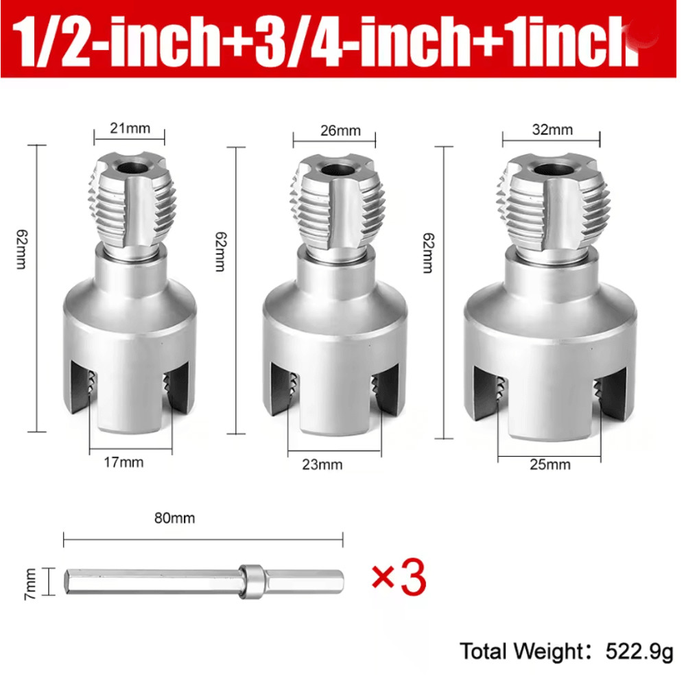 Hex Shank Pipe Threading Tool Set For PVC PPR And Water Pipes 7