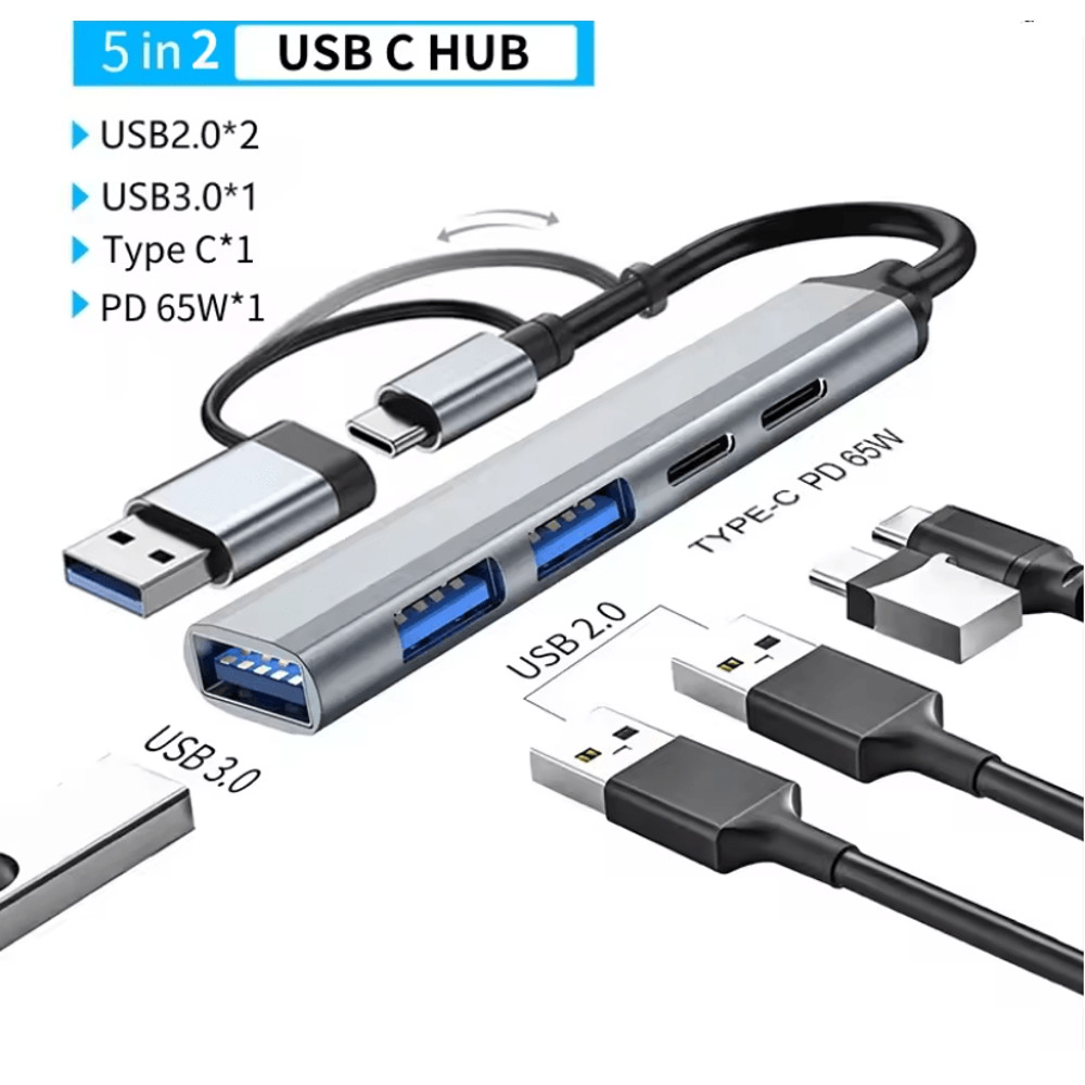 USB C Multi Hub Adapter With Card Reader Audio And USB Expansion For Macbook And Laptop 4