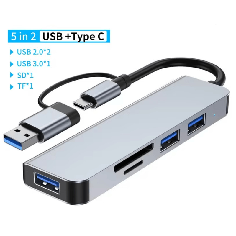 USB C Multi Hub Adapter With Card Reader Audio And USB Expansion For Macbook And Laptop 5