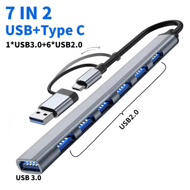 USB C Multi Hub Adapter With Card Reader Audio And USB Expansion For Macbook And Laptop 6