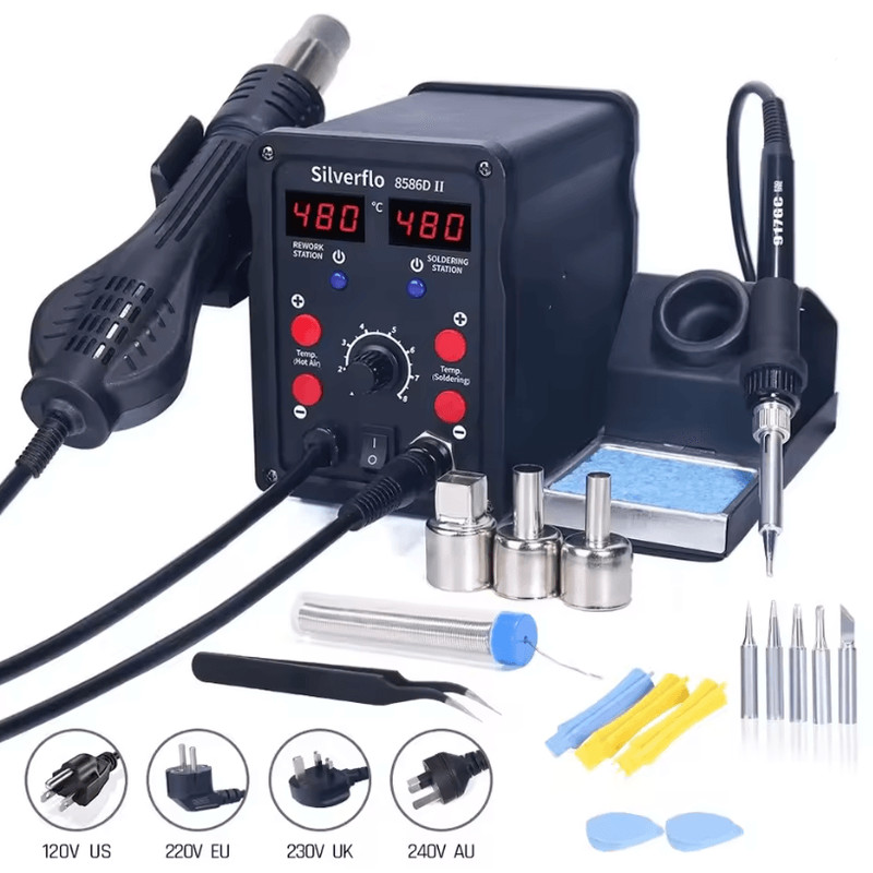 2 In 1 Silverflo 8586D Hot Air And Soldering Station With Dual Digital Display 0