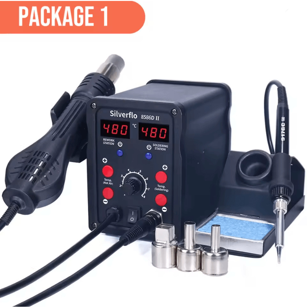 2 In 1 Silverflo 8586D Hot Air And Soldering Station With Dual Digital Display 2
