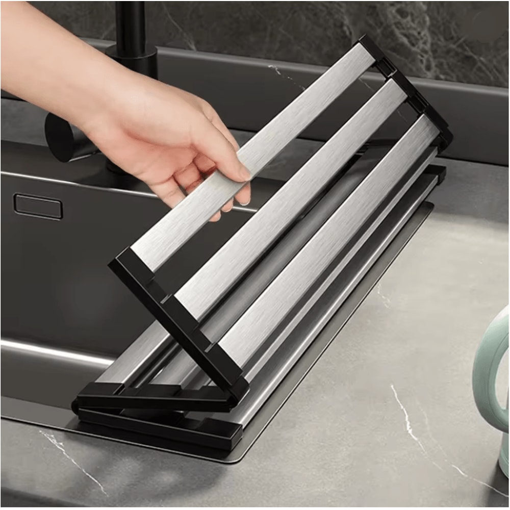 Adjustable Stainless Steel Sink Rack Dish Drying Organizer 0