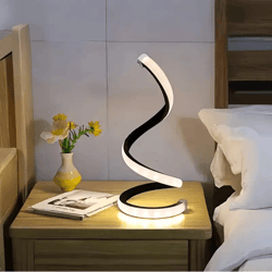 sleek spiral led table lamp touch dimmable bedside light