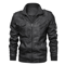 Biker Style PU Leather Jacket For Men Autumn Motorcycle Casual Coat 0