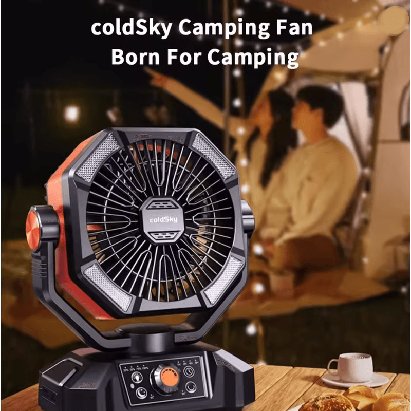 20000mAh Portable Camping Fan With LED Lantern 8 Speed Outdoor Battery Fan 1