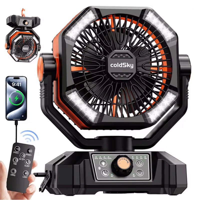 20000mAh Portable Camping Fan With LED Lantern 8 Speed Outdoor Battery Fan 4