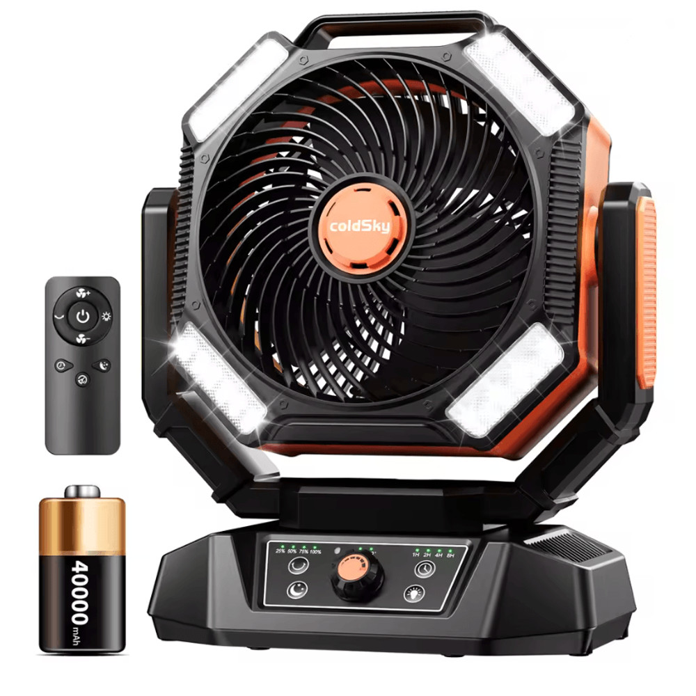 20000mAh Portable Camping Fan With LED Lantern 8 Speed Outdoor Battery Fan 6