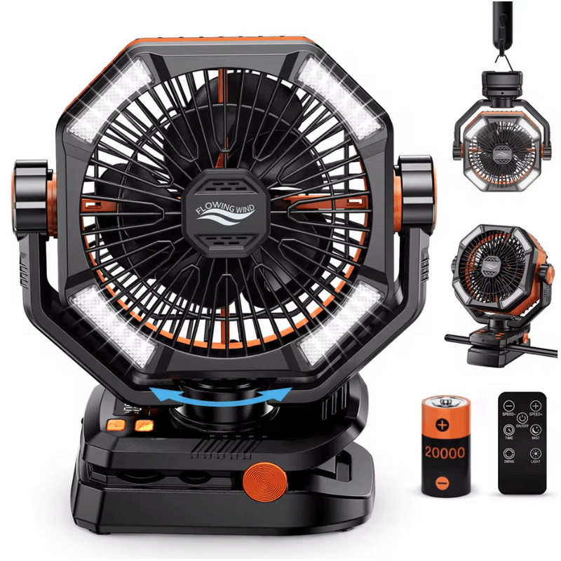 20000mAh Portable Camping Fan With LED Lantern 8 Speed Outdoor Battery Fan 7