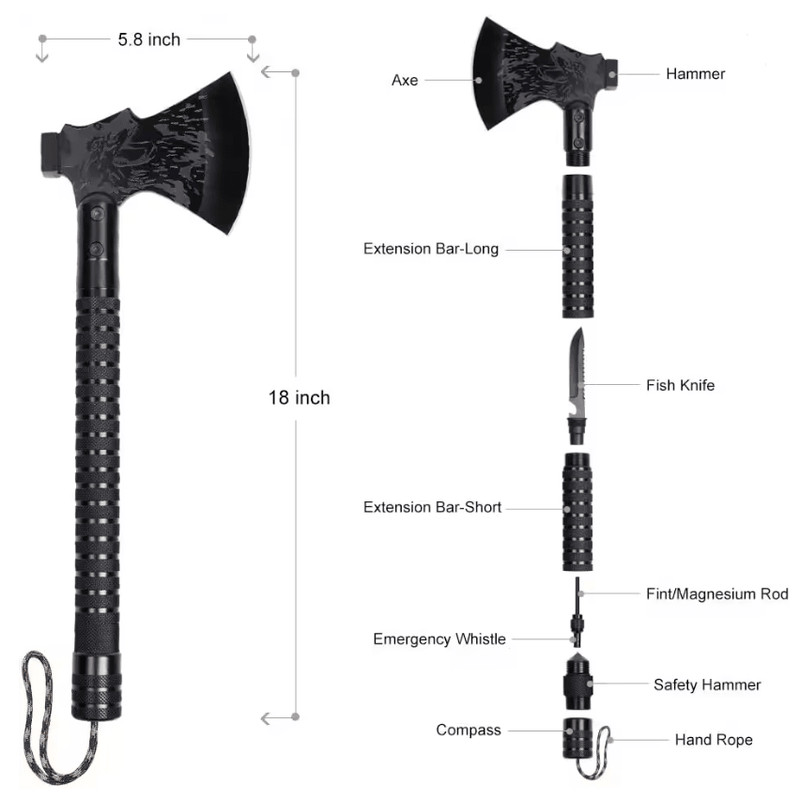 Multifunction Folding Survival Axe With Hammer And Nylon Sheath 1