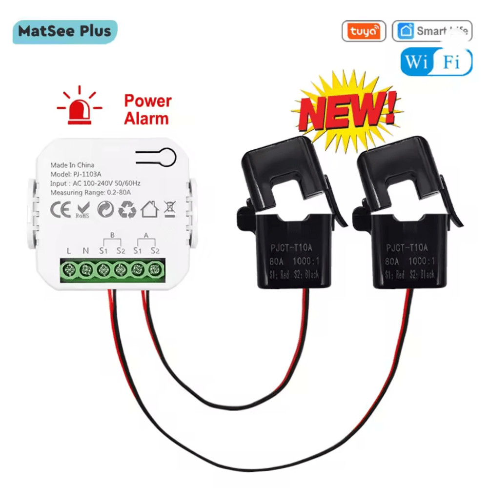 Tuya Smart WiFi Bidirectional Energy Meter With Buzzer Alarm For Export Import Power Monitoring 0