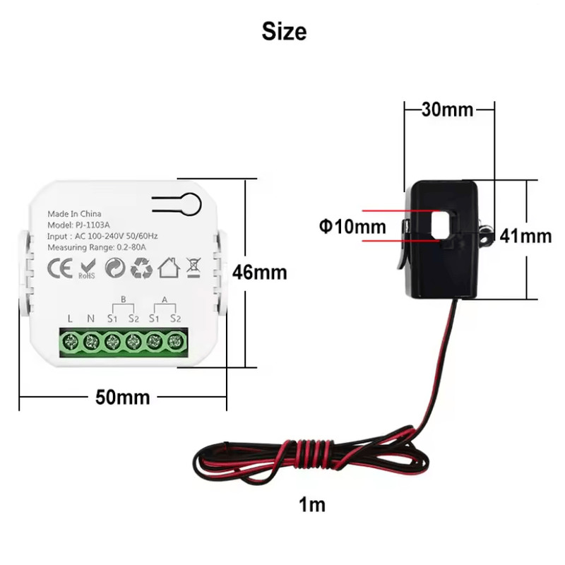 Tuya Smart WiFi Bidirectional Energy Meter With Buzzer Alarm For Export Import Power Monitoring 2