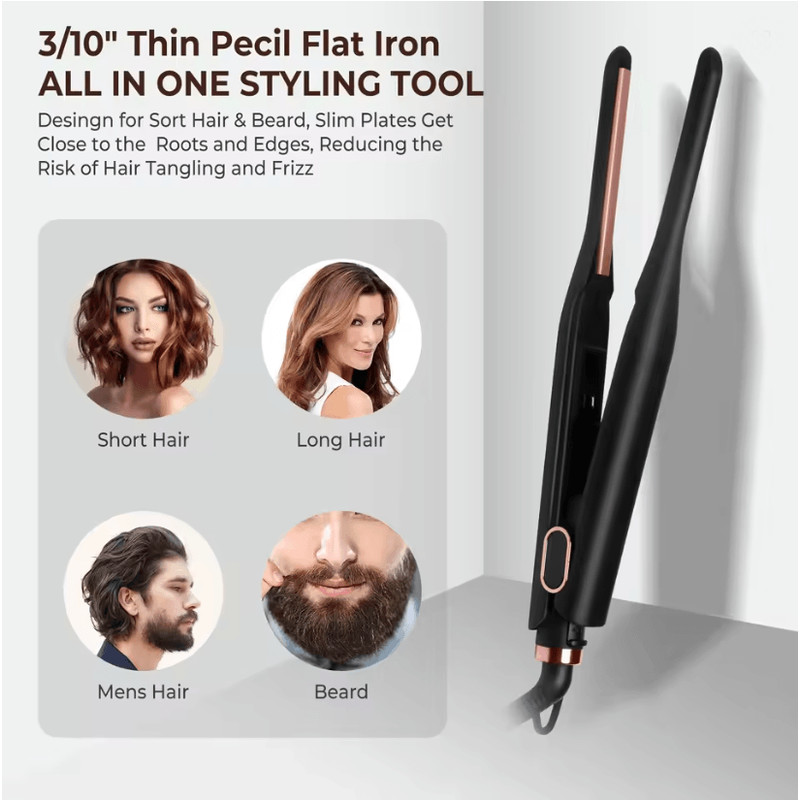 Mini Pencil Flat Iron Adjustable Temperature 310 Inch Short Hair Beard Straightener 1