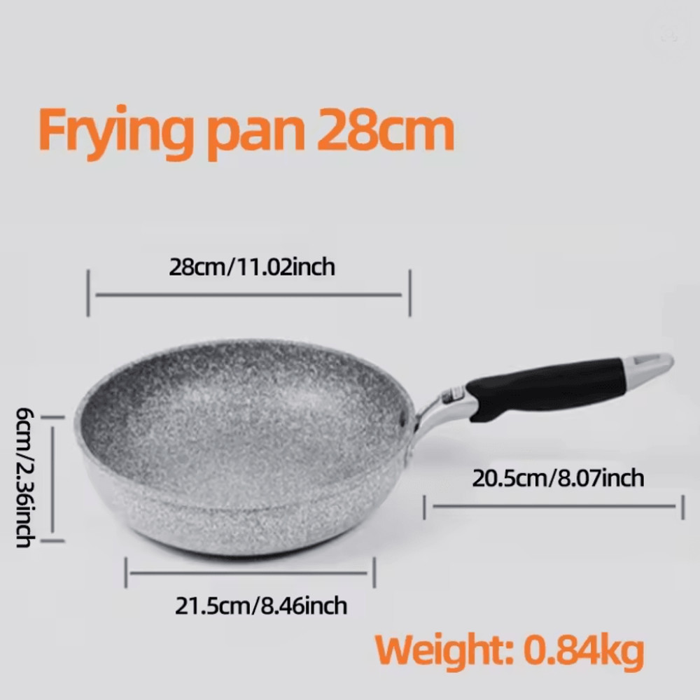 Durable Stone Coated Induction Frying Wok Pan For Home Kitchen Cooking 4