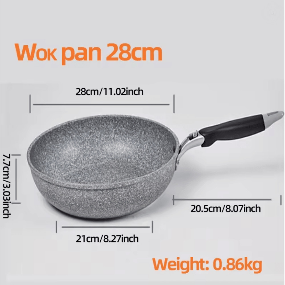 Durable Stone Coated Induction Frying Wok Pan For Home Kitchen Cooking 6