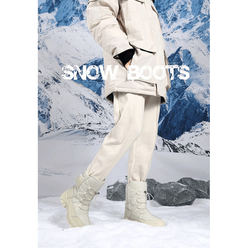 Mens Waterproof Plush Lined Winter Hiking Boots Outdoor Non Slip Snow Safety Boots 1