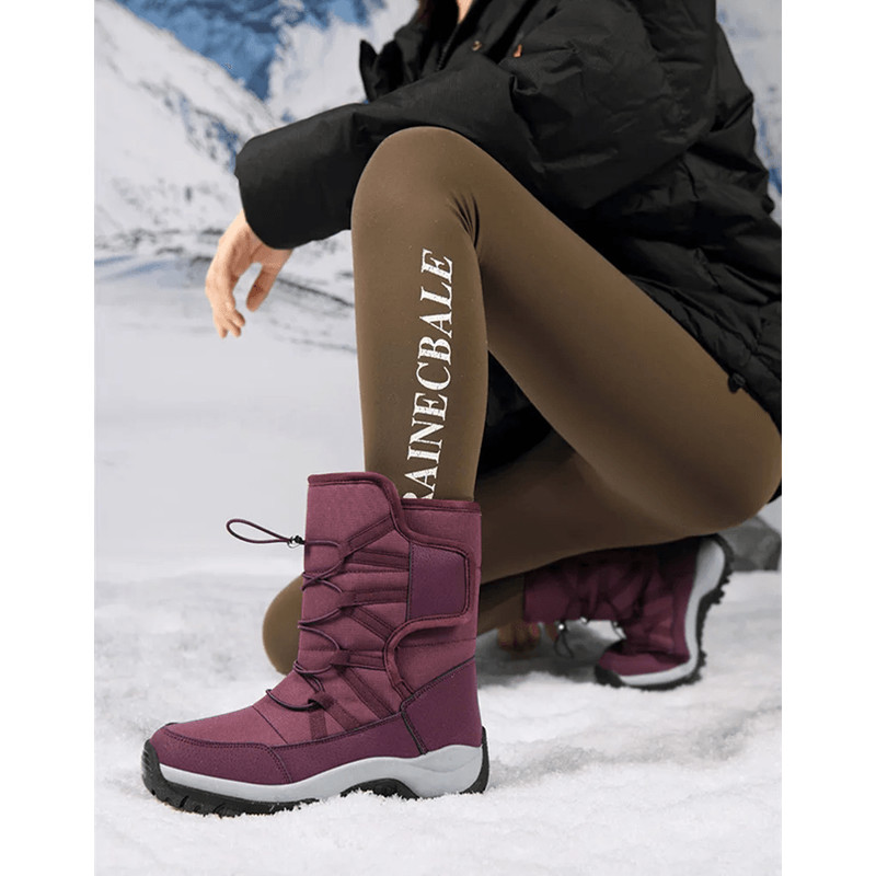 Mens Waterproof Plush Lined Winter Hiking Boots Outdoor Non Slip Snow Safety Boots 2